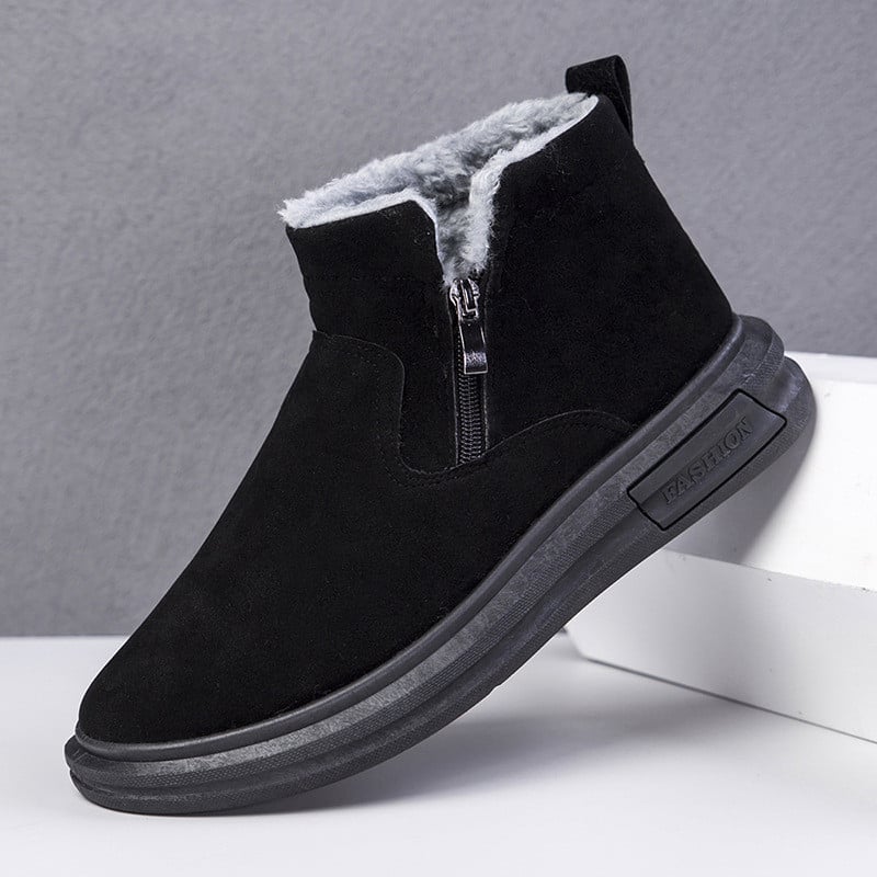 Botines de invierno para hombre hasta el tobillo con cremallera lateral y suela plana de goma