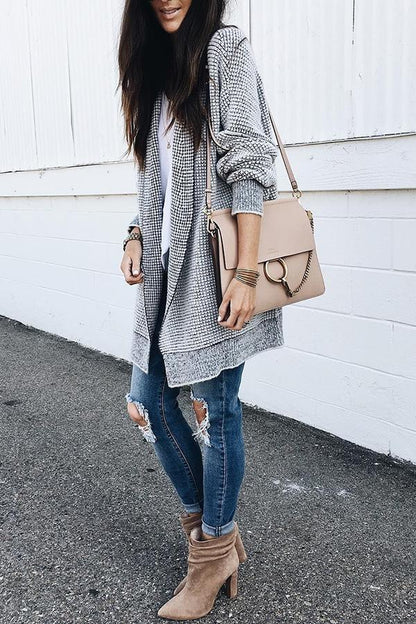 Cardigan da Donna a Maniche Lunghe con Trama a Nido d’Ape