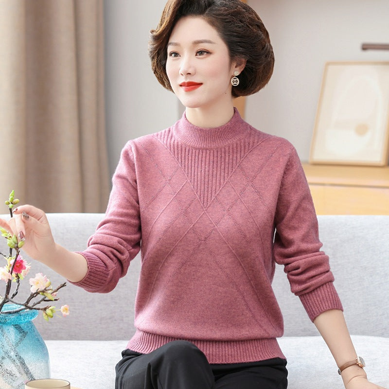 Maglione da Donna Pullover in Maglia Spessa con Collo Alto