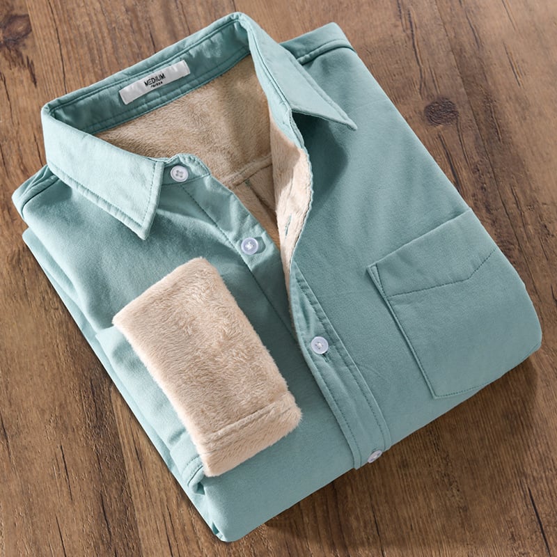 Camicia da Uomo a Maniche Lunghe con Struttura Spessorata e Dettaglio Taschino