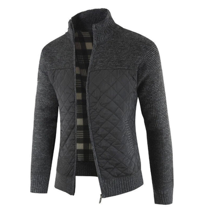 Herresweaterjakke med lynlåslukning foran og lange ærmer