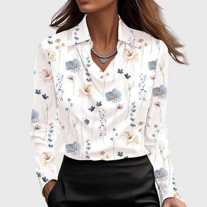 Blusa da Donna con Scollo Pieghettato e Taschino sul Petto
