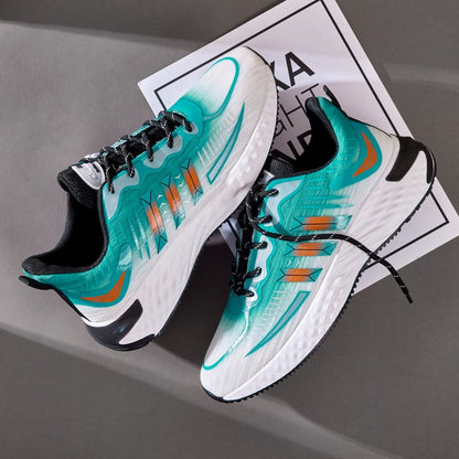 Men's Sport Sneakers with Laces, Thick Sole, and Round Toe