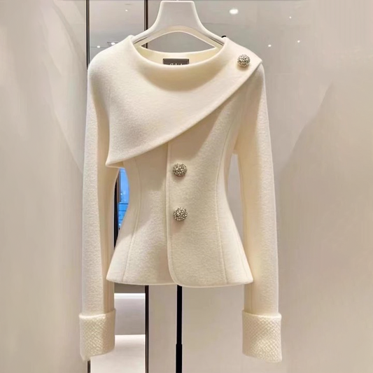 Blazer da Donna con Bottoni e Taglio Asimmetrico Slim Fit