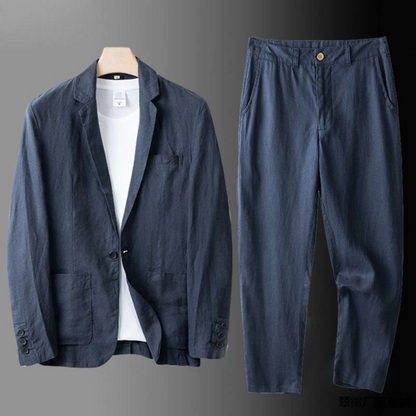 Completo Estivo da Uomo Due Pezzi con Camicia e Pantaloni a Taglio Affusolato