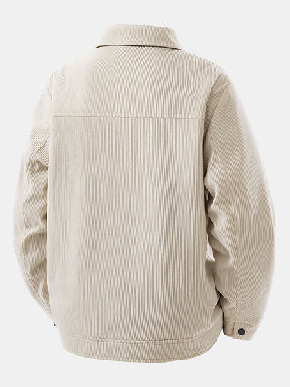 Giacca da Uomo Autunnale con Fodera in Pelliccia Sintetica e Chiusura a Bottoni a Scatto