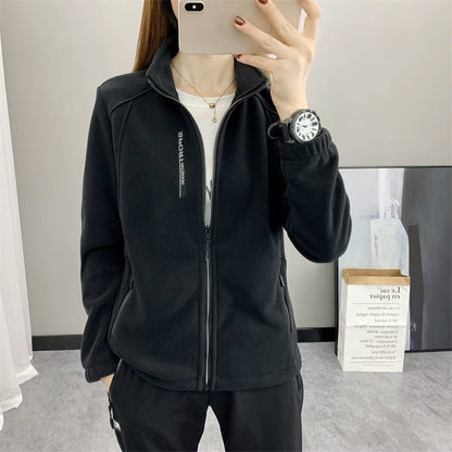 Abrigo de invierno para mujer grueso con cuello alto y mangas largas