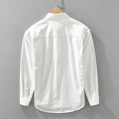 Herre Cargo Skjorte med Lange Ærmer, Løs Pasform og Patchwork Design