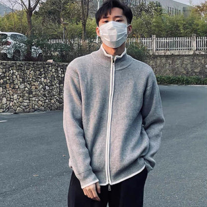 Herrecardigan med løs pasform, frontåbning og lange ærmer