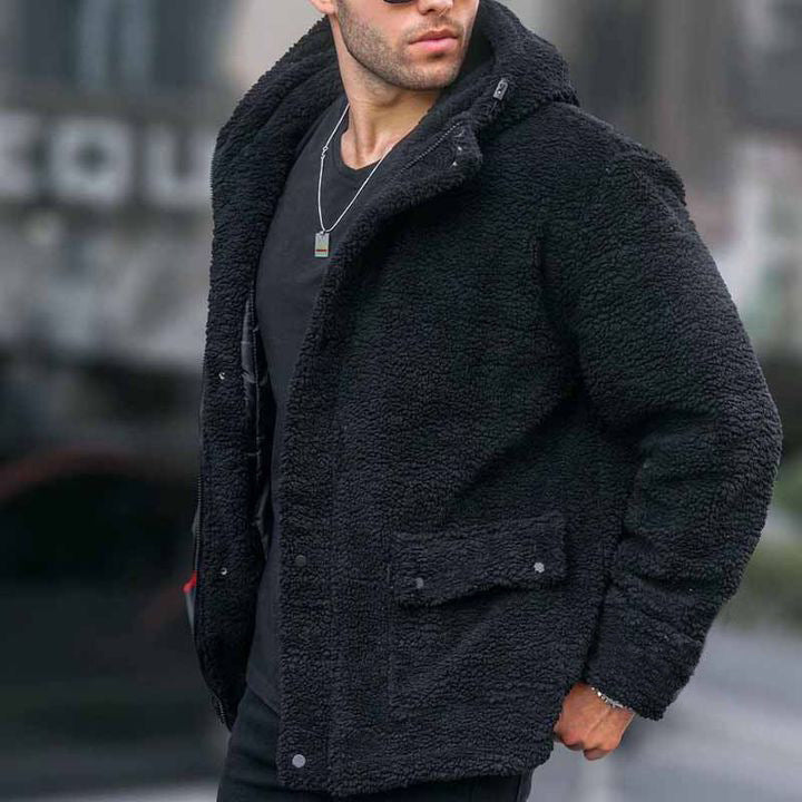 Abrigo de Invierno para Hombre con Capucha y Bolsillos con Parche