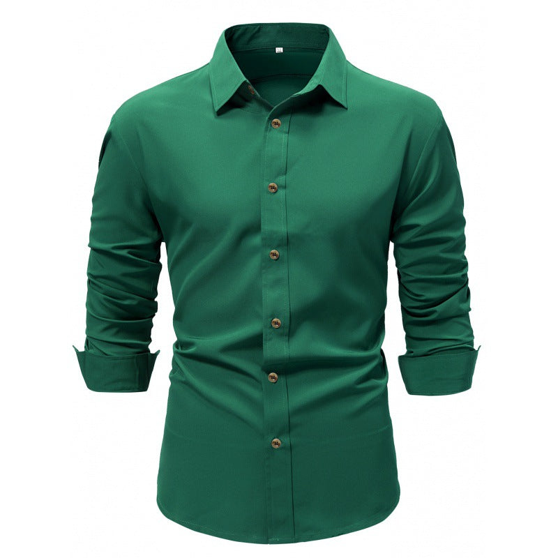 Camicia Business a Maniche Lunghe Colore Solido Ideale per Primavera e Autunno