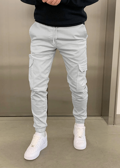 Pantaloni Jogger Cargo da Uomo con Vita Elasticizzata e Tasche Laterali