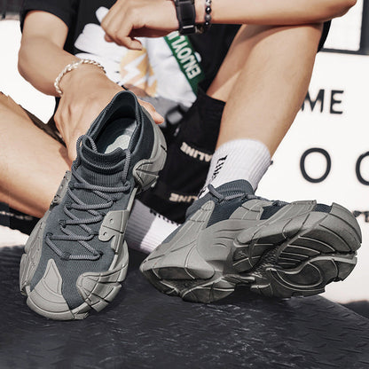 Løbesneakers til mænd med snørebånd, rund tå og tyk sål