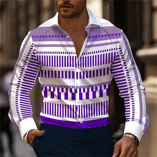 Camicia da Uomo a Maniche Lunghe con Stampa Digitale a Motivo Floreale