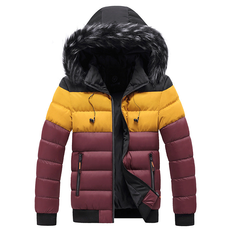 Chaqueta de invierno para hombre tipo puffer con capucha y cierre con cremallera