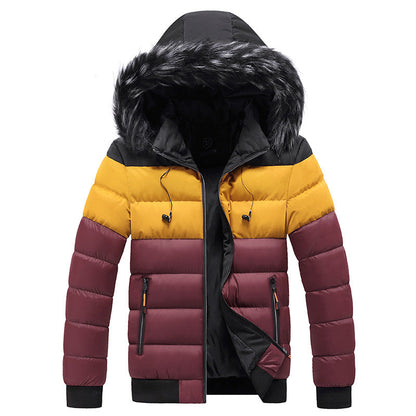 Chaqueta de invierno para hombre tipo puffer con capucha y cierre con cremallera