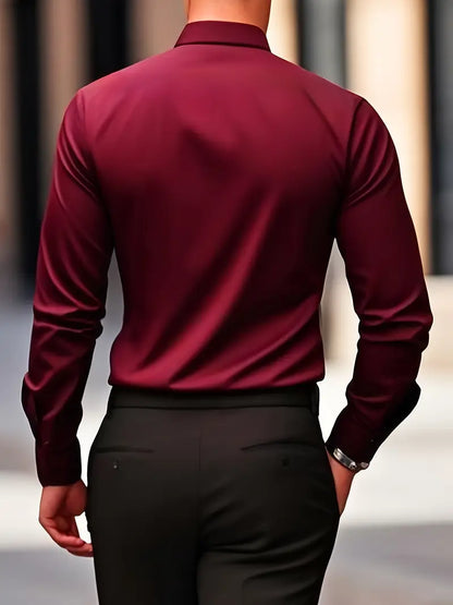 Camicia da Uomo a Manica Lunga Slim Fit in Tessuto Traspirante