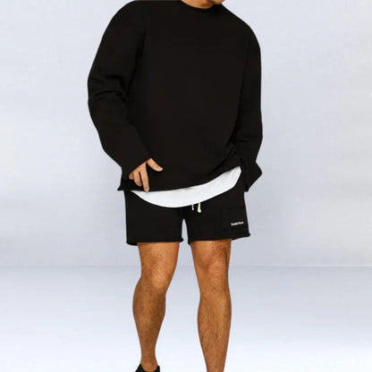 Set estivo da uomo con camicia a maniche corte e pantaloncini in tessuto traspirante