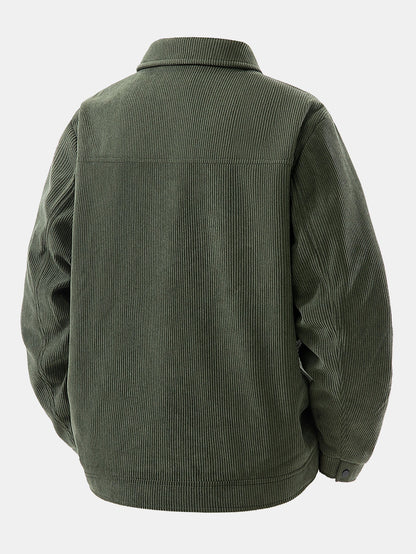 Giacca da Uomo Autunnale con Fodera in Pelliccia Sintetica e Chiusura a Bottoni a Scatto