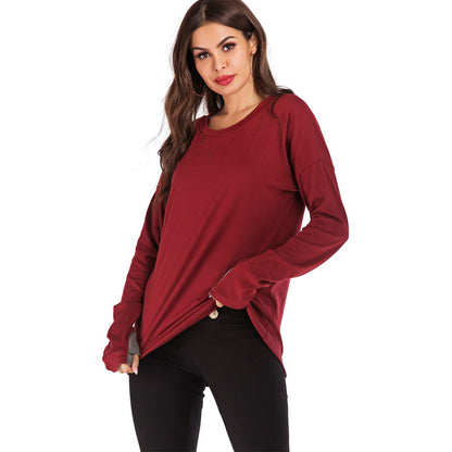 Maglione Pullover Donna a Maniche Lunghe con Scollo Rotondo, Vestibilità Ampia e Colore Tinta Unita