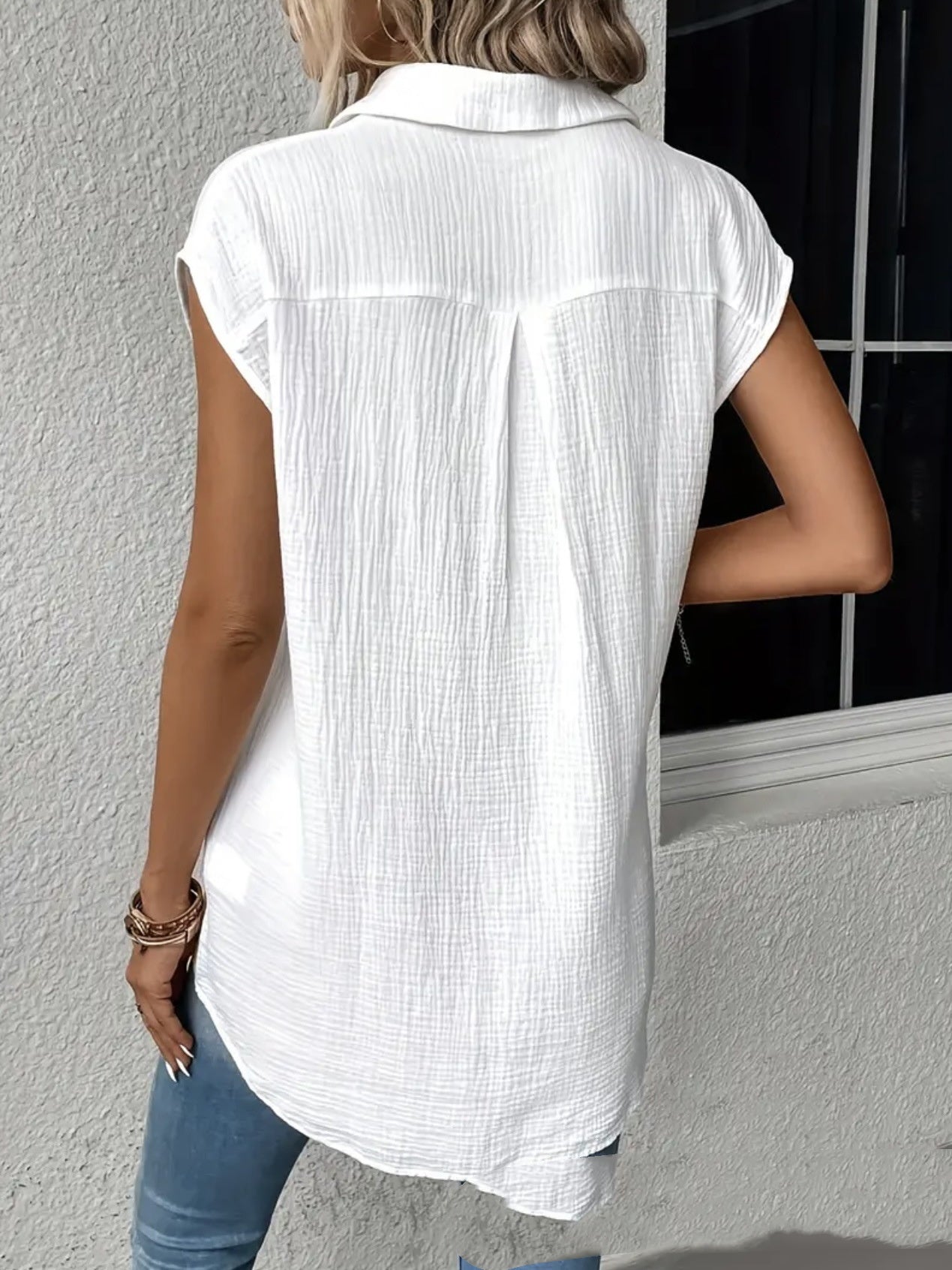 Blusa in Cotone a Maniche Corte con Bottoni | Ideale per Primavera & Estate