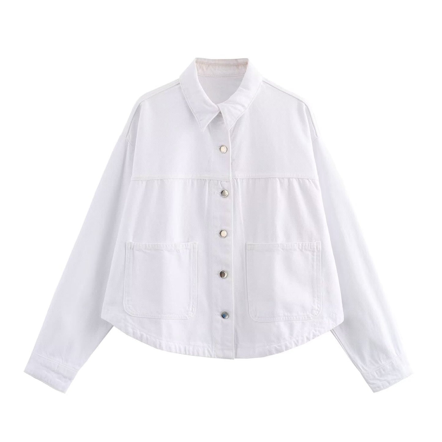 Chaqueta Camisa para Mujer en Denim con Cierre de Botones y Diseño de Paneles