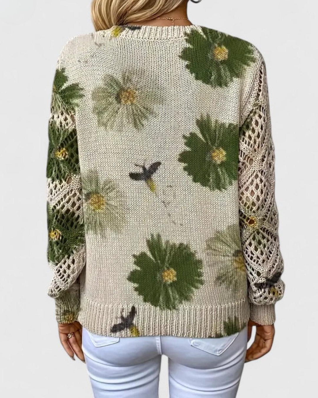 Maglione da Donna con Maniche Traforate e Texture Morbida