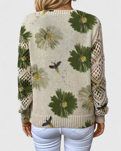 Maglione da Donna con Maniche Traforate e Texture Morbida