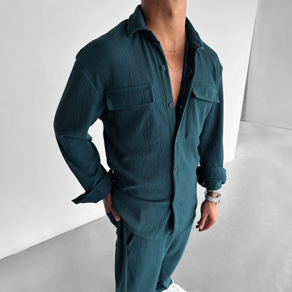 Camicia a Maniche Lunghe Vestibilità Comoda con Colletto Revers Ideale per Tutte le Stagioni