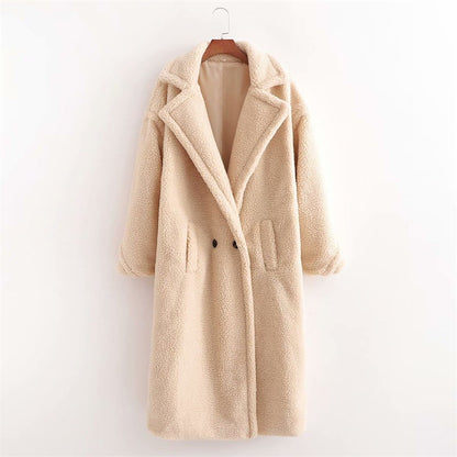 Abrigo largo de invierno para mujer con tejido Teddy y estructura reforzada