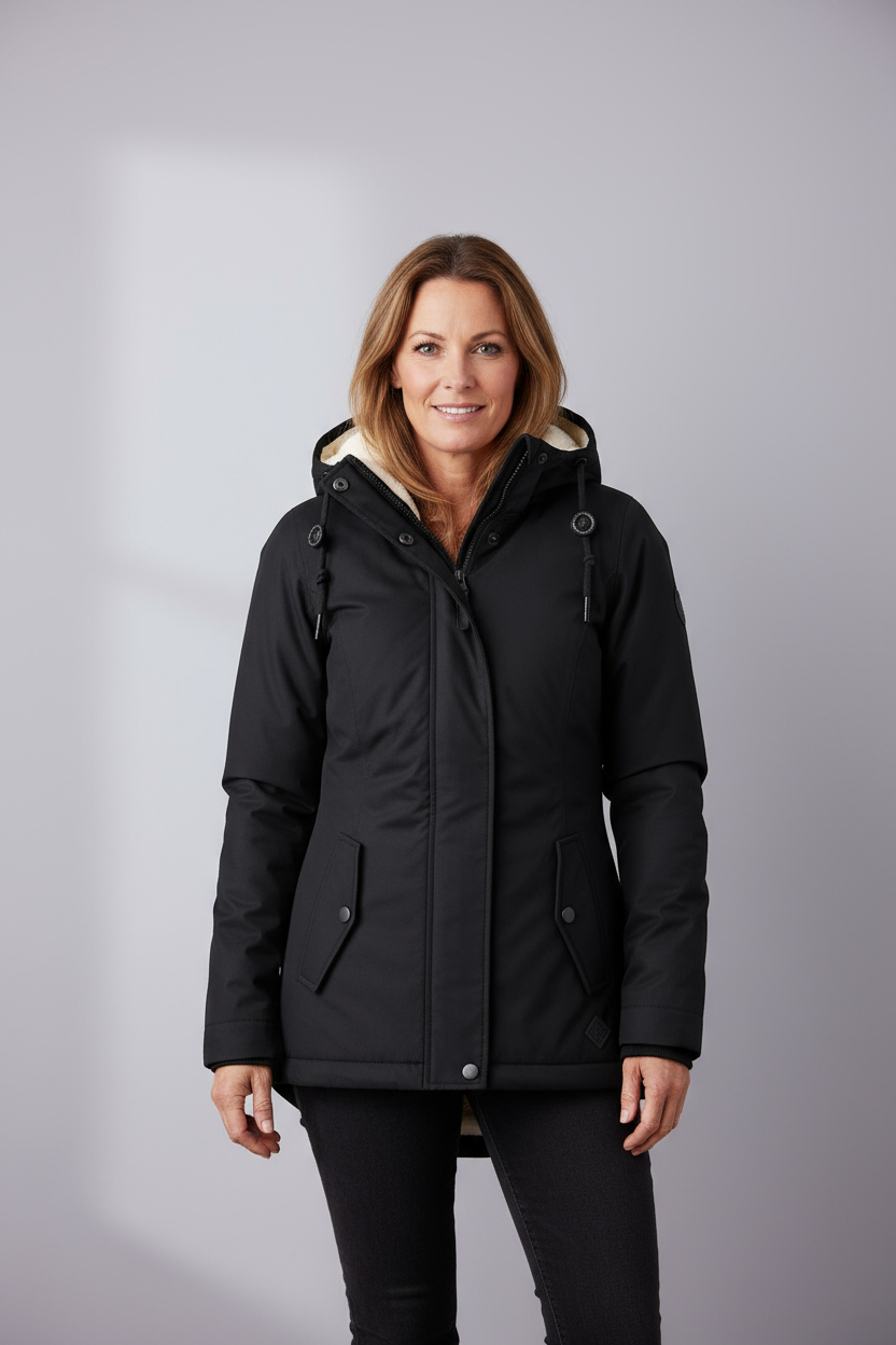 Giacca Invernale da Donna Impermeabile con Fodera in Pile e Cappuccio Removibile