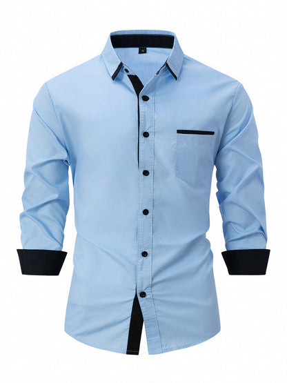 Camicia Business Slim a Righe in Cotone Ideale per la Primavera e l'Autunno