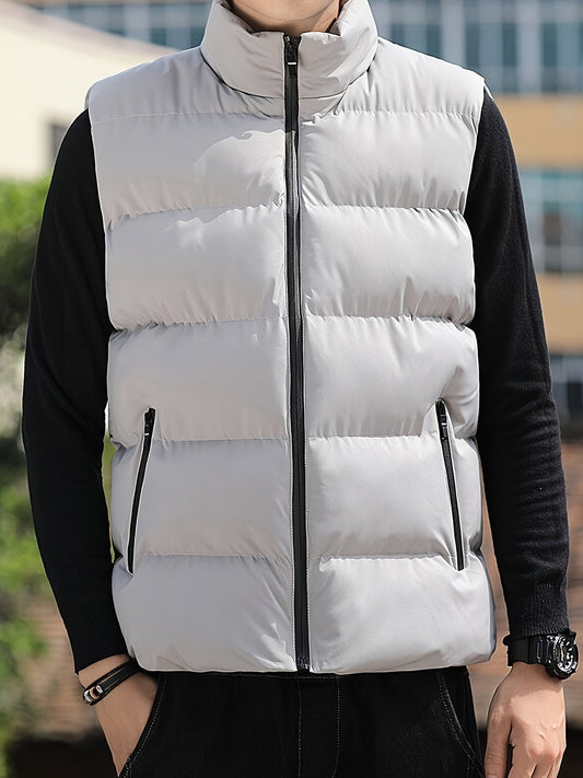 Gilet Invernale da Uomo con Collo Alto e Senza Maniche