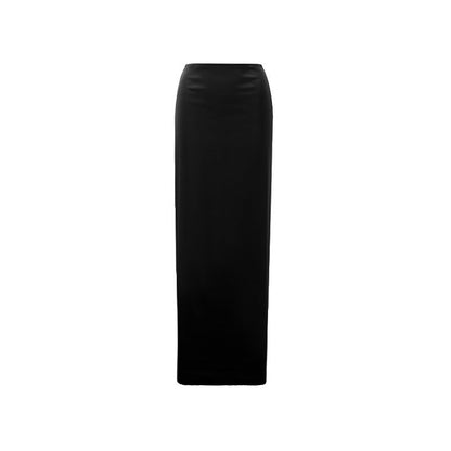 Women's Long Autumn Dress with High Waist and Asymmetric Draping