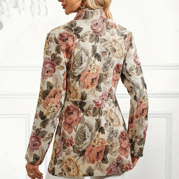 Chaqueta Blazer de Mujer Estampada con Motivo Floral