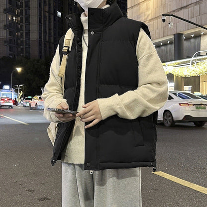 Vinterforet Herrevest med Høj Krave og Plusstørrelser