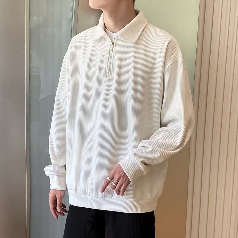 Maglione da Uomo con Zip Vestibilità Dritta Maniche Lunghe