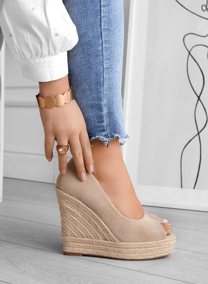 Sandali con Zeppa in Suede con Fodera Morbida e Punta Aperta | Ideali per Primavera ed Estate