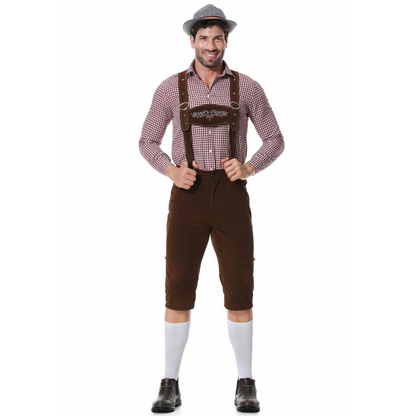 Set Lederhosen da Uomo Oktoberfest Tre Pezzi con Camicia e Cravatta