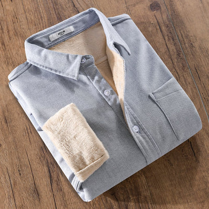 Camicia da Uomo a Maniche Lunghe con Struttura Spessorata e Dettaglio Taschino