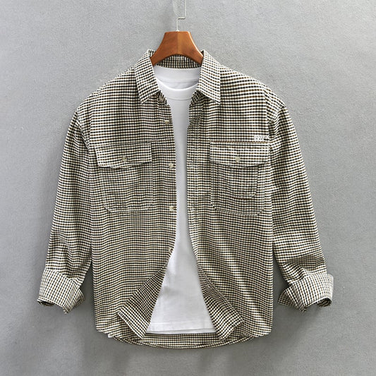 Camisa primaveral de hombre a cuadros estilo japonés