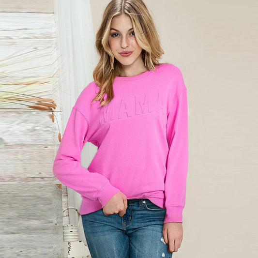 Maglione da Donna Oversize Pullover a Manica Lunga con Scollo Rotondo e Stampa Lettering