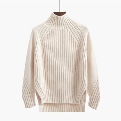 Maglione Pullover da Donna a Collo Alto con Maniche Raglan