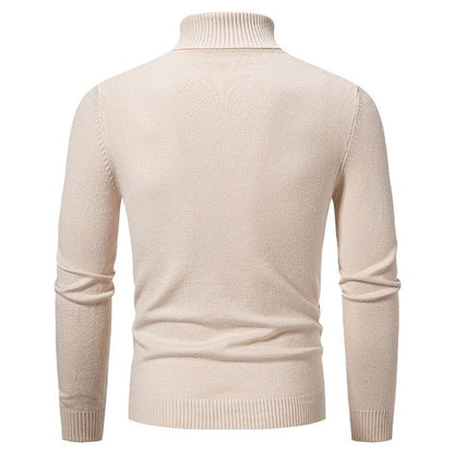 Maglione dolcevita beige da uomo, in lana, maniche lunghe, design elegante e moderno, ideale per l'inverno e occasioni casual.
