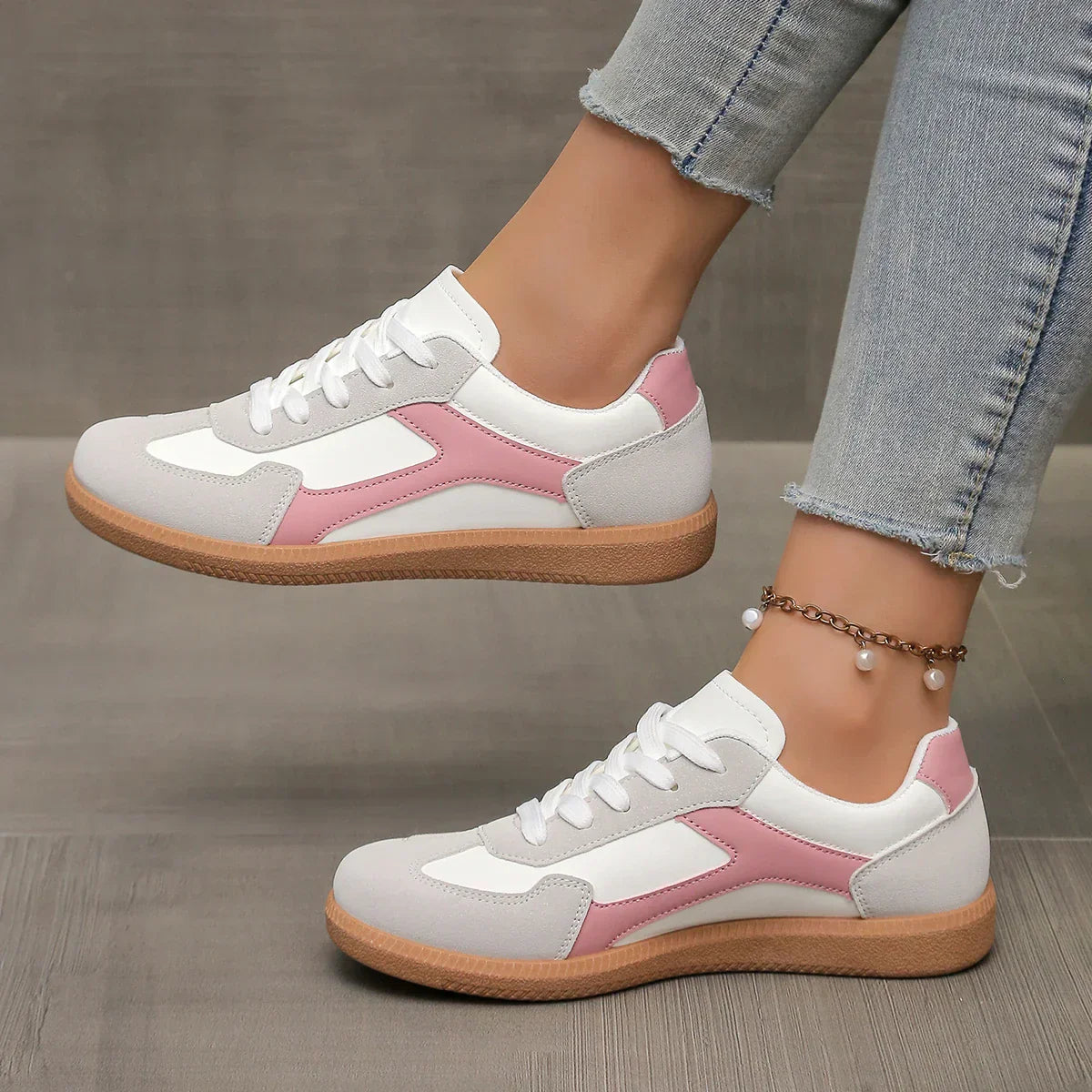 Sneakers Low Profile da Donna con Suola in Gomma e Soletta Ammortizzata