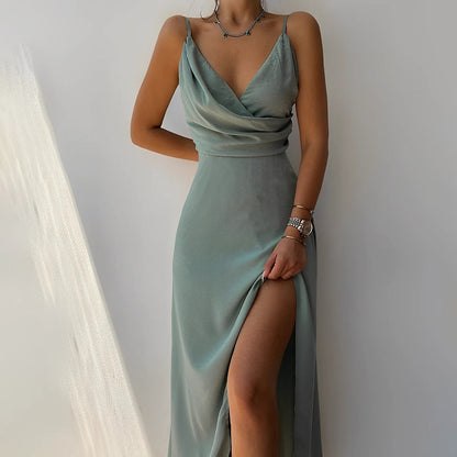 Abito Elegante Senza Maniche Maxi con Spacco Laterale