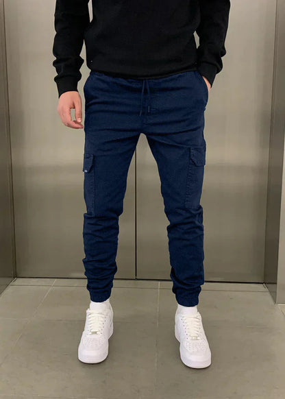 Pantaloni Jogger Cargo da Uomo con Vita Elasticizzata e Tasche Laterali