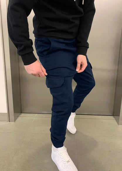 Pantaloni Jogger Cargo da Uomo con Vita Elasticizzata e Tasche Laterali