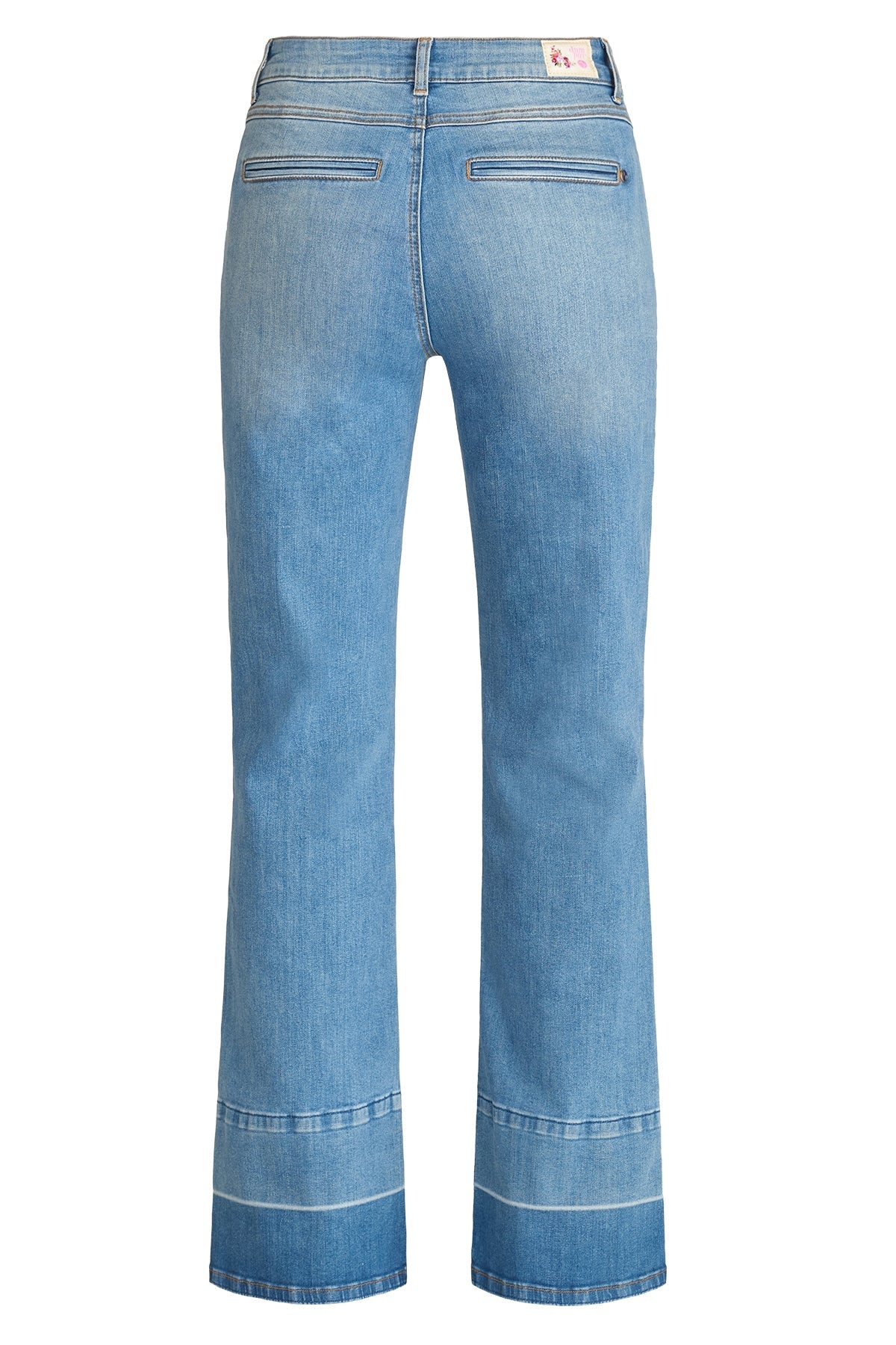 Jeans a Gamba Larga da Donna con Cucitura Frontale a V