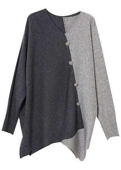 Camicia da Donna in Maglia con Patchwork Asimmetrico e Vestibilità Ampia
